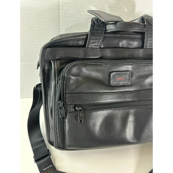 Tumi T-Pass Organizer Brief Soft Napa Leather Laptop Expandable Bag PERSONALIZED - Picture 4 of 16